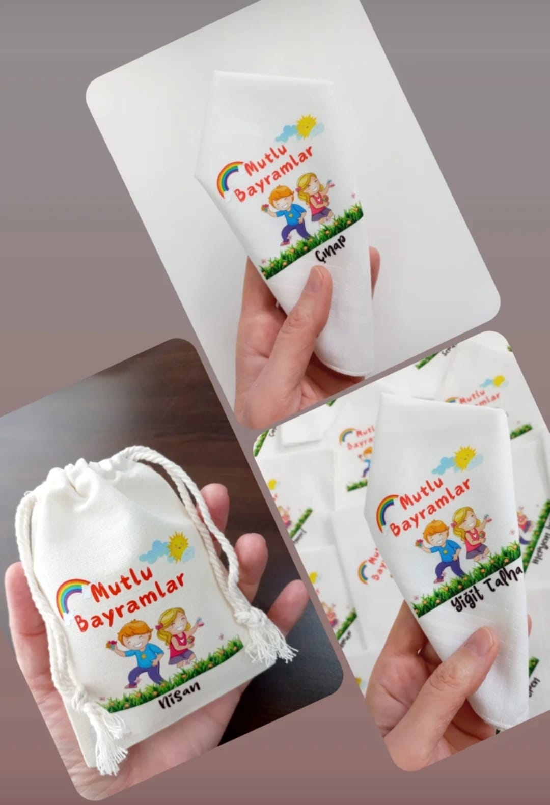 Mutlu Bayramlar Mendili ve Kesesi- isme özel seçeneği ile atolyemery.com