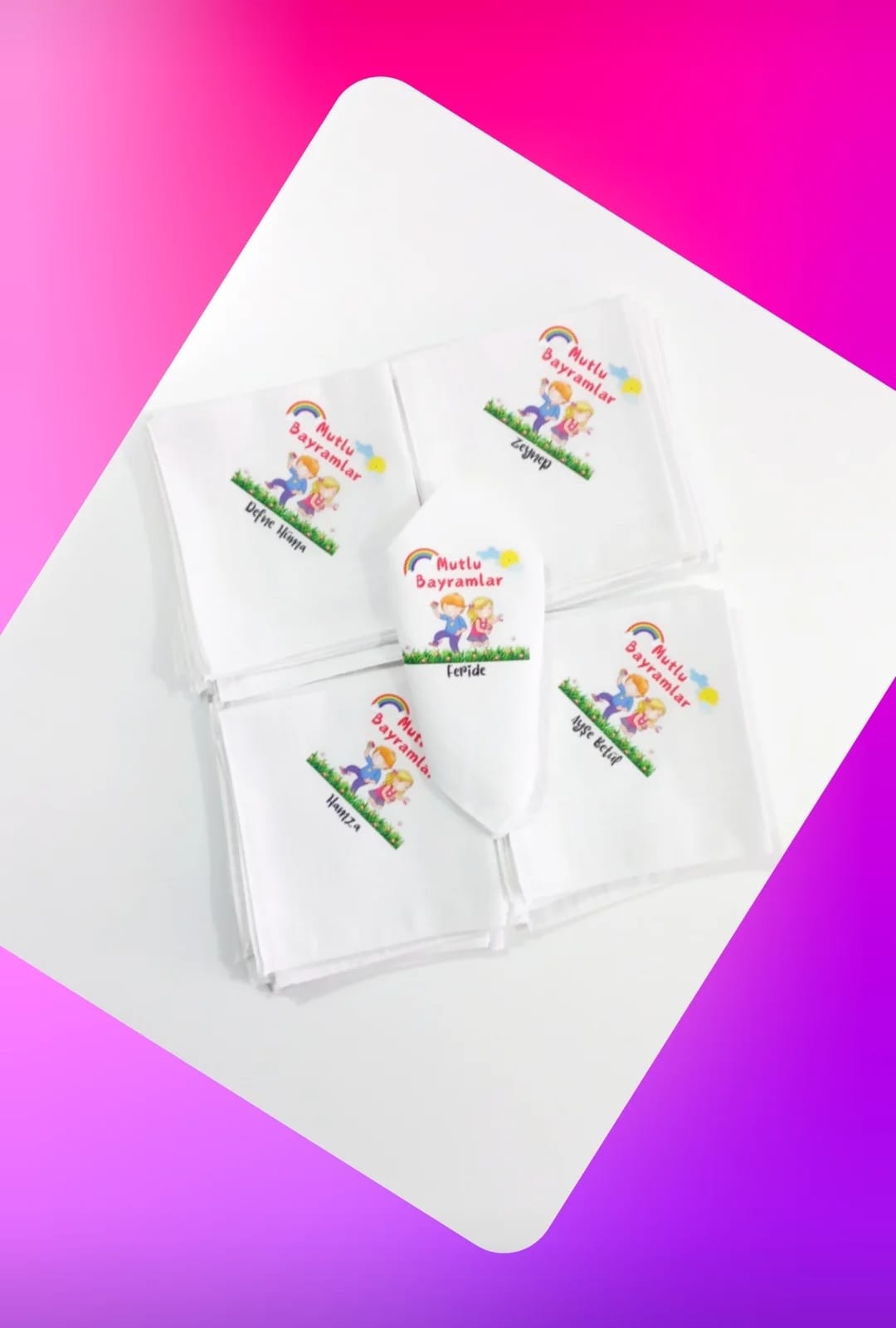 Mutlu Bayramlar Mendili- isme özel seçeneği ile atolyemery.com